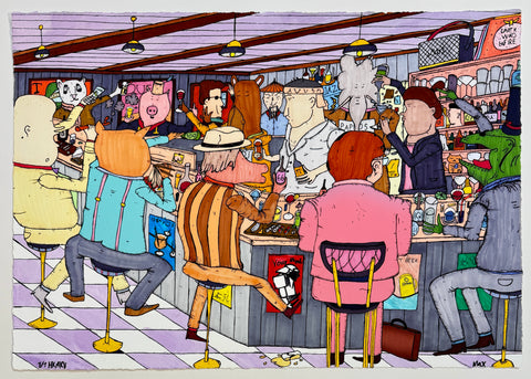 Nagoya Sake & Beer. Håndkolorert