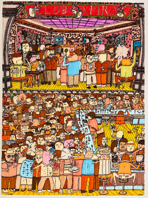 Club Papiros. Håndkolorert