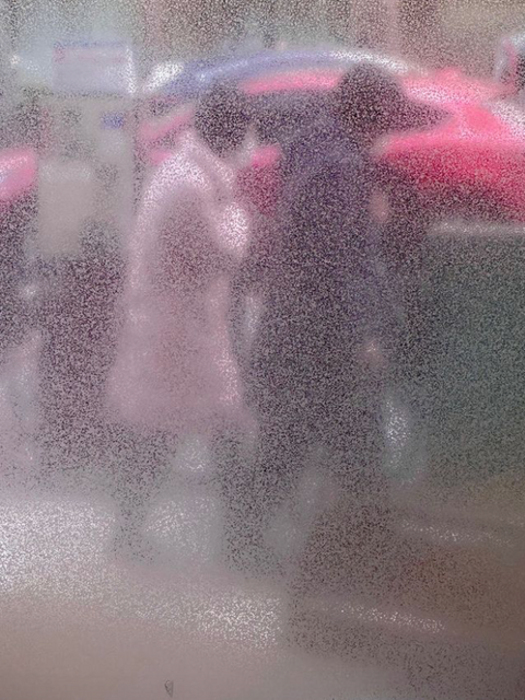 Cafeutsikt i regn